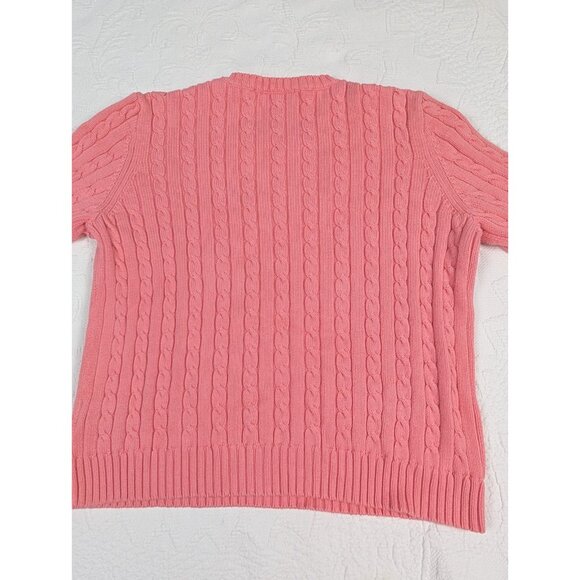 Vtg Lauren Ralph Lauren women's small Cable Knit Sweater crop Pink Coral READ - Picture 4 of 14